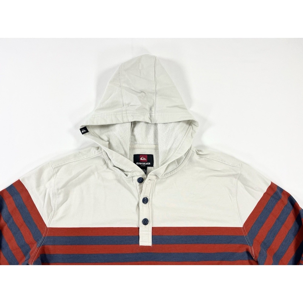 Vintage Y2K Quicksilver Color Block Striped Hoodie 90s Surf Skate Grunge Men's L - Picture 3 of 10